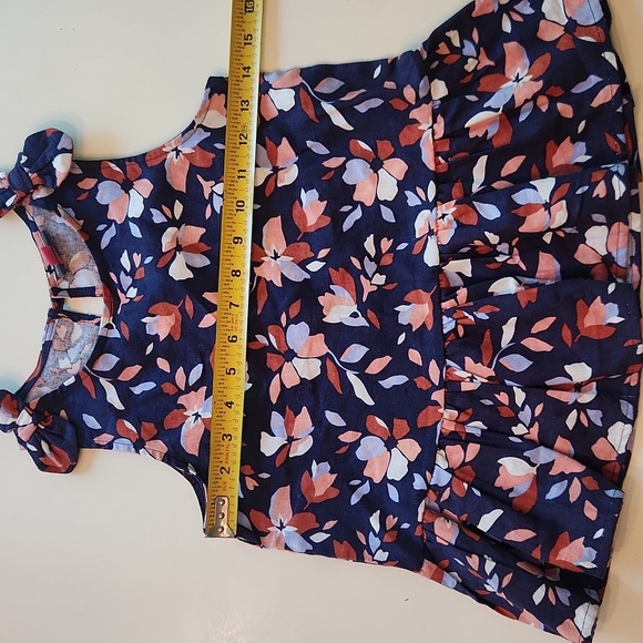 Vince Camuto Navy Blue Floral Linen Peplum Tank And Shorts Set Size 10 - Picture 8 of 9